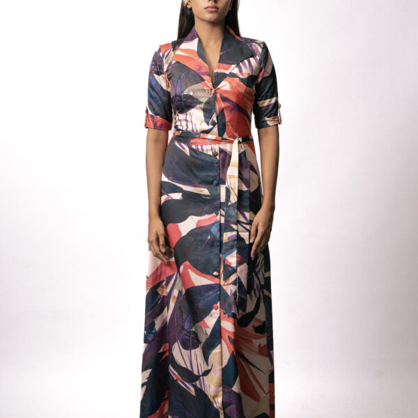 Button flap wrap dress