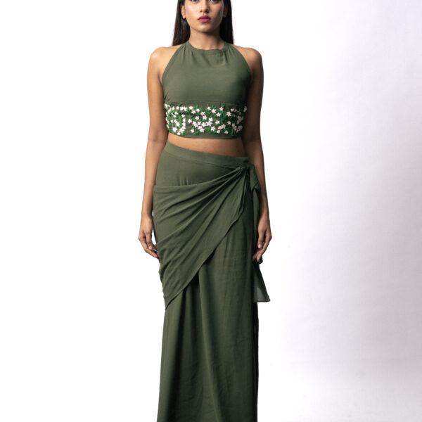 Co ord set with wrap skirt and corset