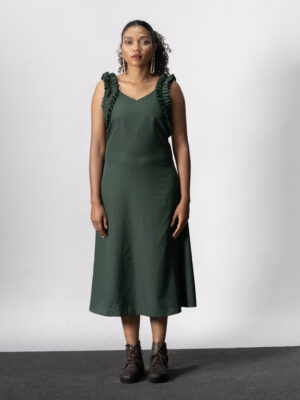 Short ruffles sleeve maxi dress