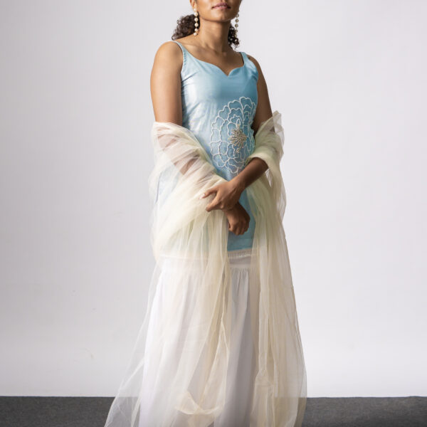 Sky blue sharara suit set