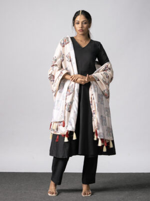Anarkali with tussar silk dupatta