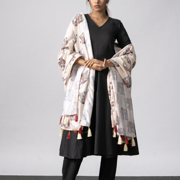 Anarkali with tussar silk dupatta